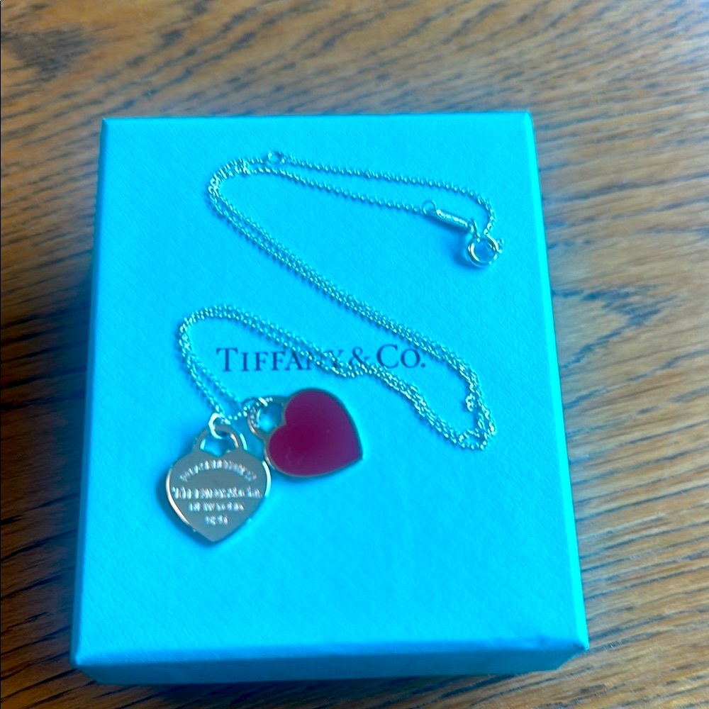 Tiffany & Co. Silver and Red Heart Necklace